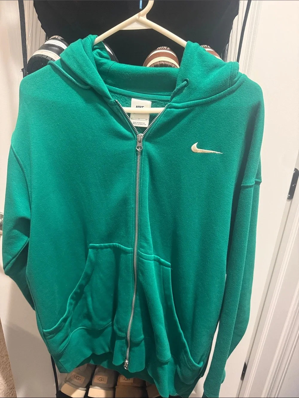 Nike Green Zip-Up Hoodie with Swoosh